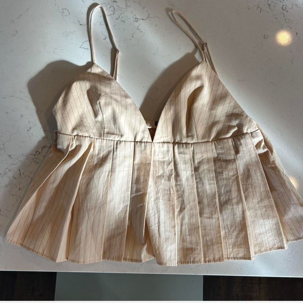 Zara Beige Striped Blouse